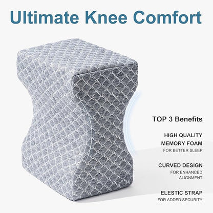 Knee Pillow for Side Sleepers,Leg Pillow for Sciatica,Back,HIPS,Knees,Joints Pain Relief,Pillows for Between Legs While Sleeping Spine Alignment Support & Relieves Pressure,Non-Strap,Gray