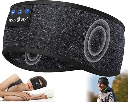 MUSICOZY Sleep Headphones Bluetooth 5.4 Headband, Wireless Earphones Sweat Resistant Earbuds with Ultra-Thin HD Stereo Speaker for Workout Running