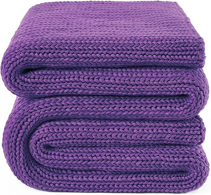 Guohaoi Knitted Weighted Blanket for Adults (Purple 60"x80" 15lbs) No Beads Cooling Throw Blanket for Hot Sleepers, Home Decor Breathable Chunky Knit Heavy Blanket Use on Queen/King Size Bed