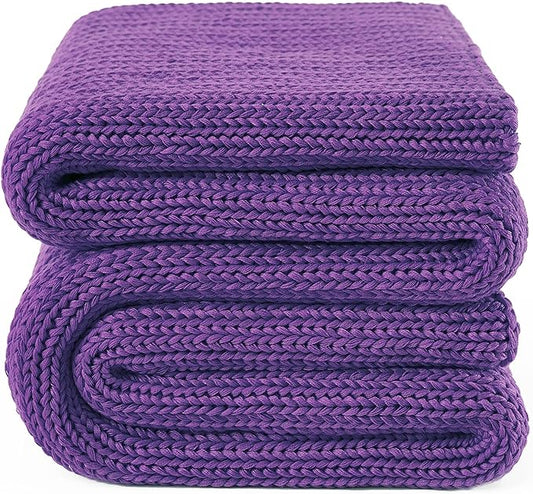 Guohaoi Knitted Weighted Blanket for Adults (Purple 60"x80" 15lbs) No Beads Cooling Throw Blanket for Hot Sleepers, Home Decor Breathable Chunky Knit Heavy Blanket Use on Queen/King Size Bed