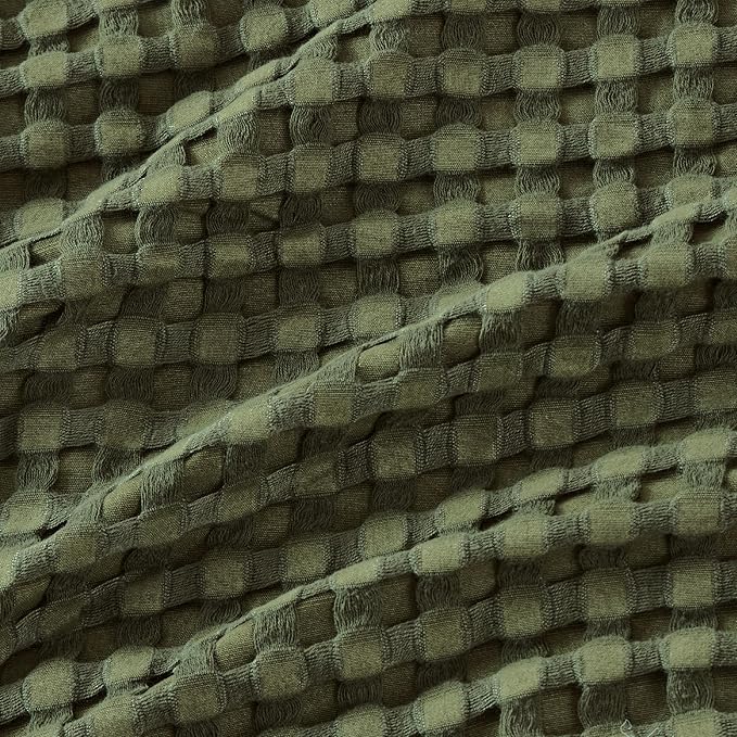 Bedsure Cooling Cotton Waffle Oversized King Blanket - Lightweight Breathable Rayon Derived from Bamboo for Hot Sleepers, Luxury Throws for Bed and Sofa, Olive Green, 120x96 Inches