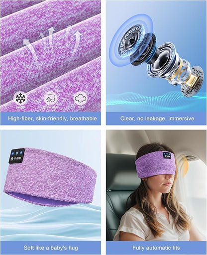 LOVE EYE Sleep Headphones Wireless Headband Headphones Bluetooth 5.4 for Side Sleeper Bluetooth Headband Earphones for Sports for tech Gadgets Gifts (Lavender Purple)