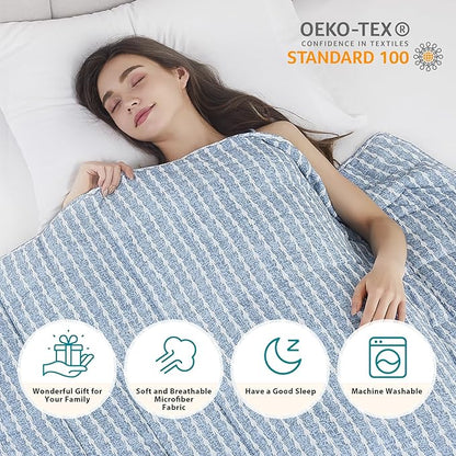 L'AGRATY Weighted Blanket - 60"x80" 17lbs Cooling Breathable Heavy Blanket Microfiber Material with Glass Beads for Adult All-Season Summer Fall Winter Soft Thick Comfort