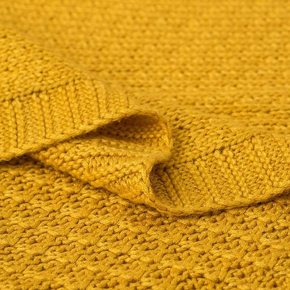 NTBAY Cable Knit Cooling Toddler Blanket, Soft and Breathable Baby Blanket 30x40 Inches Made from Rayon Derived from Bamboo for Crib, Stroller, Nursery, Ginger Yellow