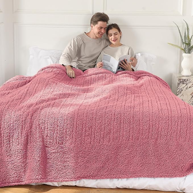 King Size Heating Blanket Dual Zone 100x90-5 Heat Settings 10H Timer Machine Washable - Romantic Pink Gift for Anniversary, Overheat Protection | Rose Pink