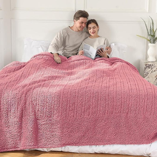 King Size Heating Blanket Dual Zone 100x90-5 Heat Settings 10H Timer Machine Washable - Romantic Pink Gift for Anniversary, Overheat Protection | Rose Pink