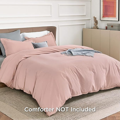 Bedsure Duvet Cover King Size - Soft Double Brushed Bedding Set for Kids & Adults, Zipper Closure, 3 Pieces, Includes 1 Duvet Cover (104"x90") & 2 Pillow Shams, NO Comforter, Pale Blush