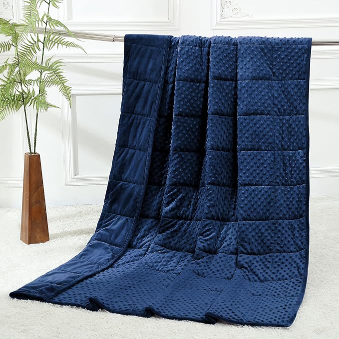 Alomidds Weighted Blanket for Adults, Weighted Blankets Queen Size 60"x80",15lbs, Cooling Breathable Soft and Comfort Minky, Heavy Blanket Microfiber Material with Glass Beads,Navy