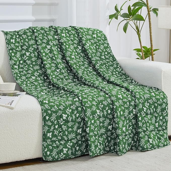 yescool Weighted Blanket for Adults (20 lbs, 48" x 72", Forest) Cooling Heavy Blanket for Sleeping Perfect for 140-160 lbs, Twin Size Breathable Blanket with Premium Glass Bead, Machine Washable