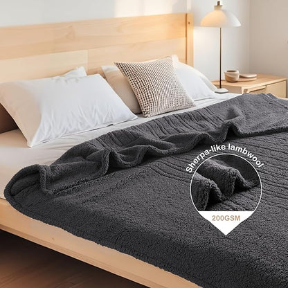 Electric Heated Blanket Full Size 72"×84" with 9 Heating Levels & 1-10Hs Auto Off，Double Sided Plush Sherpa, Energy Efficient, Machine Washable, for Couch & Bed, Dark Gray