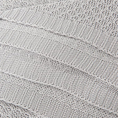 NTBAY Cable Knit Cooling Bed Blanket, Soft and Breathable Oversized Twin Bed Blanket 60x80 Inches Made from Rayon Derived from Bamboo for Bedroom, Travel, Silver Grey