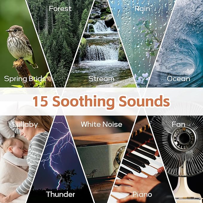 Rechargeable White Noise Machine with 3000mAh Battery - Bluetooth Sleep Sound Machines with Lullabies & Fan Sounds, Auto-Off Timer, Perfect for Office Privacy, Noise Canceling & Sleep Improvement