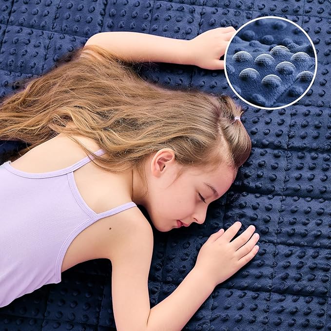 yescool Small Weighted Blanket 3 lb Blue Weighted Lap Blanket, Minky Weighted Throw Blankets Cooling Heavy Blankets, Birthday Gifts for 20-45lbs, 36 * 48in