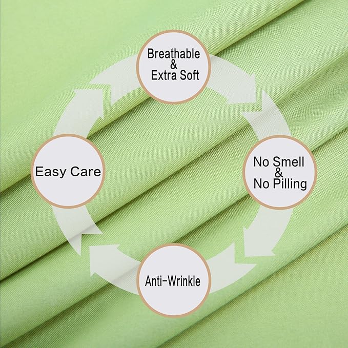 Best Season Bed Sheet Set - 1 Flat Sheet,1 Fitted Sheet and 1 Pillow Cases, Extra Soft Luxury Bedding Set,Deep Pockets,Wrinkle,Fade Resistant - Hypoallergenic- 3 Piece (Twin,Sage)