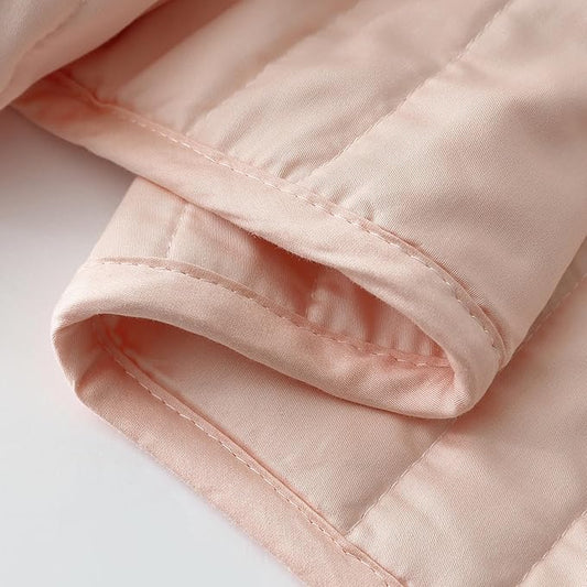 Baloo Weighted Blanket for Kids and Adults (Petal Pink - 9lbs 40"x60" - Mini Size) | Cooling & 100% Cotton Material | Machine Washable & Dryer Safe | with Glass Microbead Fill