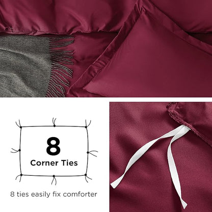 Bedsure Duvet Cover Twin/Twin XL Size - Soft Double Brushed Bedding Set for Kids & Adults, Zipper Closure, 2 Pieces, Includes 1 Duvet Cover (68"x90") & 1 Pillow Sham, NO Comforter, Burgundy