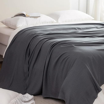 AmyHomie Cooling Blanket, 100% Rayon Derived from Bamboo, Cool Summer Blanket for Hot Sleepers, Soft Comfy Lightweight Blankets for All Seasons(Dark Gray, 79×91in)
