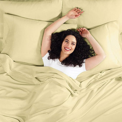 Empyrean Full Fitted Sheet - Deep Pocket, Fits 14-16 Inch Mattress, Ultra Soft Microfiber, Wrinkle-Resistant, Shrinkproof & Fade Resistant Sheet for Full Size Beds, Sage Green