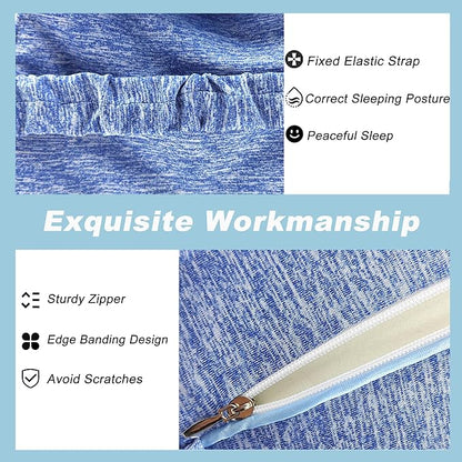 Knee Pillow Cover with Elastic Strap for Contour Legacy Leg & Knee Foam Support Pillow, Compatible with Knee Pillow for Side Sleepers-Cover ONLY(Blue)
