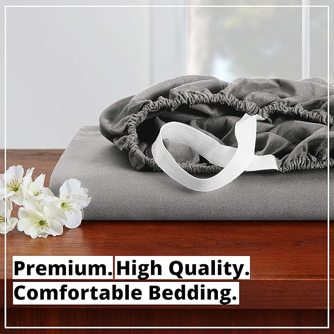 Empyrean 2 Pack King Fitted Sheets - Deep Pocket, Fits 14-16 Inch Mattress, Ultra Soft Microfiber, Fade & Wrinkle Resistant, Shrinkproof, Durable Sheets, Charcoal Grey