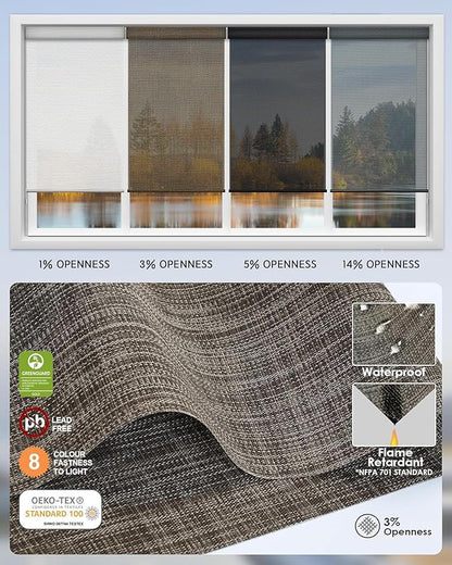 Yoolax Motorized Solar Shades Light Filtering Motorized Blinds with Remote Smart Blinds Work with Alexa Flame Retardant Roller Shades for Windows Home Office Custom Size (3% Openness Minty Oat Latte)