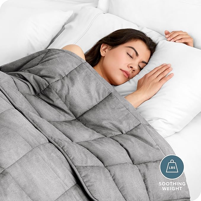 Bare Home Weighted Blanket King Size 30lb (80" x 87") for Adults - Minky Fleece - Premium Heavy Blanket Nontoxic Glass Beads (Light Grey, 80"x87")
