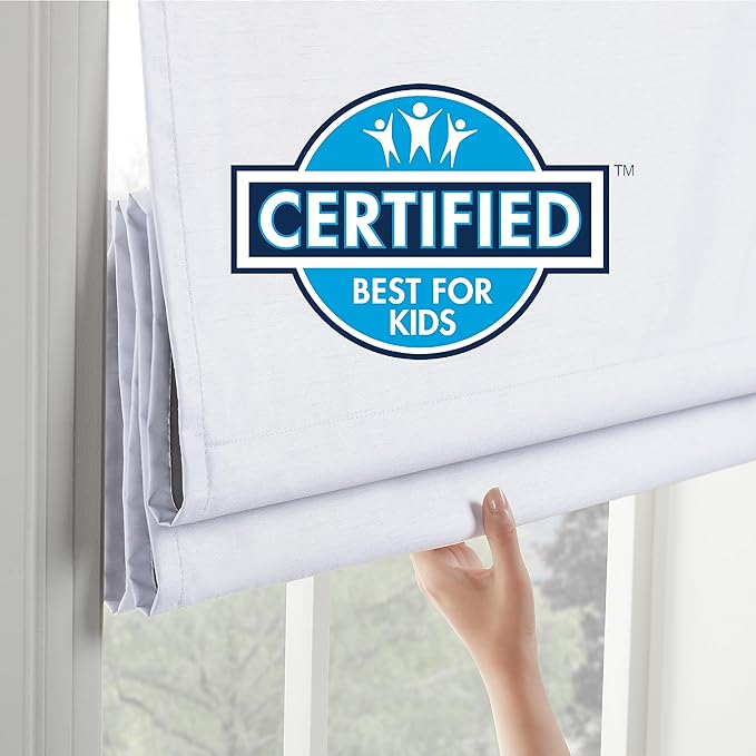 Eclipse Drew Roman Shades for Windows, Cordless 100% Blackout Shades, 23 in Wide x 64 in Long, Noise Reducing, Energy Efficient and Textured Solid Window Shades for Living Room, Bedroom, Smoke