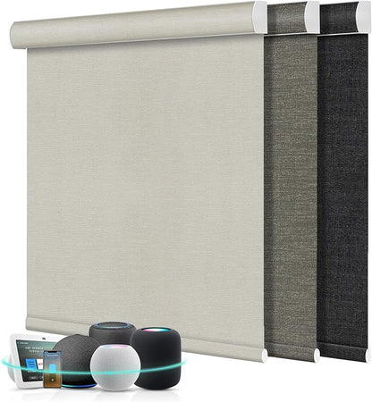 Aprilsmart Motorized Blinds with Remote,Compatible with Apple HomeKit Alexa Google Home- Voice and app Control,Motorized Roller Shades 100% Blackout Custom Size(Bermuda Platinum-22)