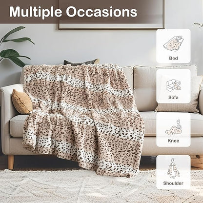 Electric Heated Blanket Full Size 72"x84",Fast Heating Throw, Soft Microplush for Bed & Couch, 1-10Hs Auto Off & 6 Heating Levels, Machine Washable, Gifts for Family-Leopard Print Beige