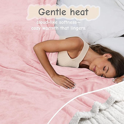 Electric Heated Blanket Full Size 72"x84", Soft Flannel with Overheat Protection, 9 Adjustable Heat Settings & 10-Hour Auto-Off Timer, Fast Heating for Winter Comfort, Pink