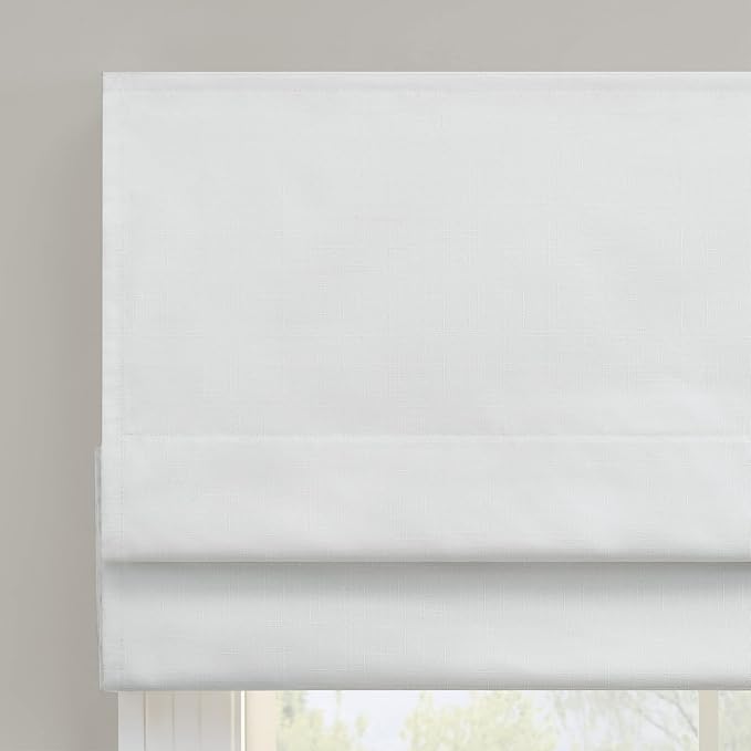 Eclipse Kylie Total Privacy Blackout Cordless Lined Window Roman Shade for Living Room, 31 in x 64 in, White