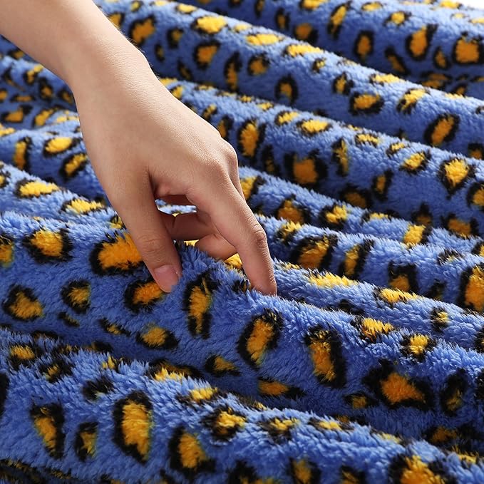 Electric Heated Blanket Full Size 72"x84", Ultra-Soft Plush with Overheat Protection, 9 Adjustable Heat Settings & 10-Hour Auto-Off Timer, Fast Heating for Winter Comfort, Blue Yellow Leopard Print