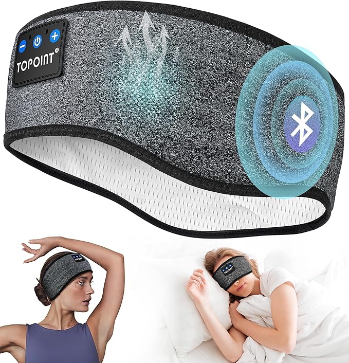 5.4, TOPOINT Sports Headband Earphones Sleeping Bluetooth Wireless with USB C for Women Men Sports Gifts Workout Jogging Yoga Insomnia Air Travel Meditation