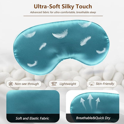 Sleep Mask Silk Eye Mask for Men Sleeping Mask, Adjustable Elastic Strap for Night Shading Sleep Mask, Soft and Comfortable for Both Men and Women (Peacock Blue)
