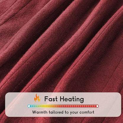Heated Electric Blanket Twin Size 62''x84'', 4 Heating Levels 10 Hrs Auto Shut Off Soft Warmer Blanket ETL Certification - Red