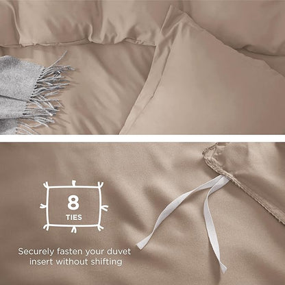 Bedsure Duvet Cover King Size - Soft Double Brushed Bedding Set for Kids & Adults, Zipper Closure, 3 Pieces, Includes 1 Duvet Cover (104"x90") & 2 Pillow Shams, NO Comforter, Khaki
