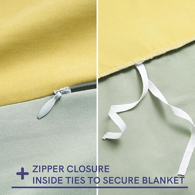 YnM Cotton/Polyester Duvet Cover for Weighted Blankets (Yellow/Green Reversible, 48''x72'')
