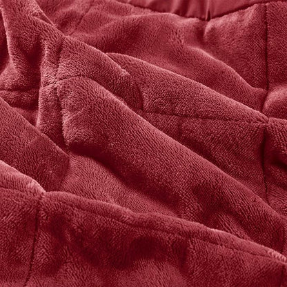 Madison Park King Cozy Blanket HeiQ Smart Temperature Plush to Microfiber Reverse Box Quilting, Reversible, Soft All Season, Lightweight Summer Cover, for Bed, Couch and Sofa, King, Burgundy