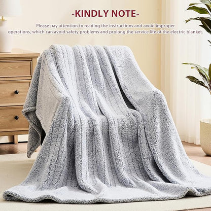 Heated Electric Blanket Queen Size - 84"x90" Flannel Heating Blanket with 10 Heating Levels & 5 Time Settings Over-Heat Protection, Winter Warmer for Adults with ETL Certification（Grey）