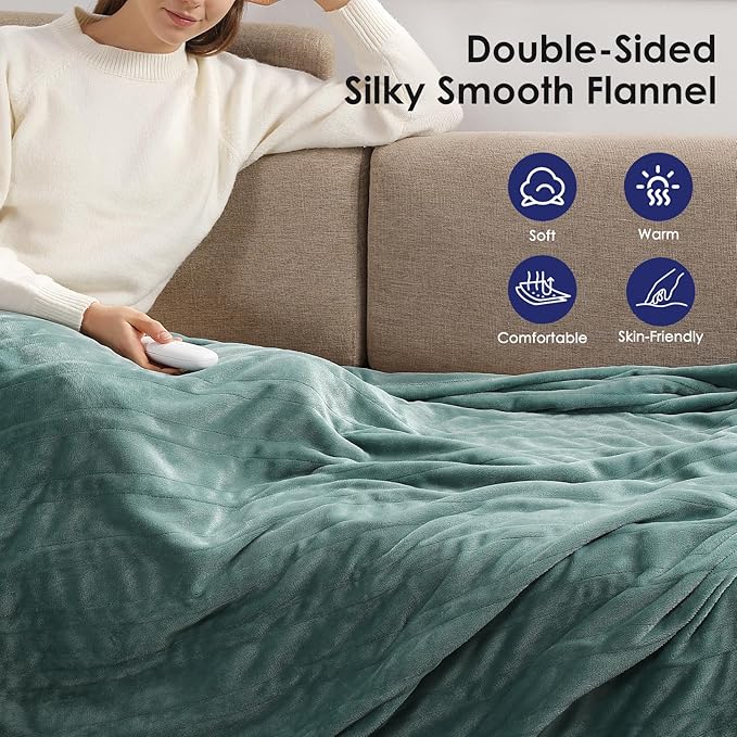 Heated Blankets King Electric Blanket 100''X90'', Ultra Soft Silky Flannel and Fluffy Sherpa Heating Blanket with 5 Heat Levels & 10 Hrs Timer, ETL Certified & Overheat Protection, Gifts for Grandma