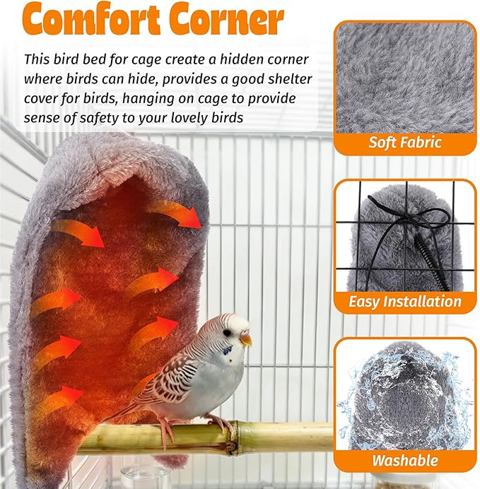 Dreyoo Snuggle Up Bird Cage Heater for Parrot and Small Birds,5V Low Voltage Heated Bird Perch with Constant Temperature Control & Anti Bite Line, Cozy Corner Warmer Blanket Cage Accessory(11.2"× 7")