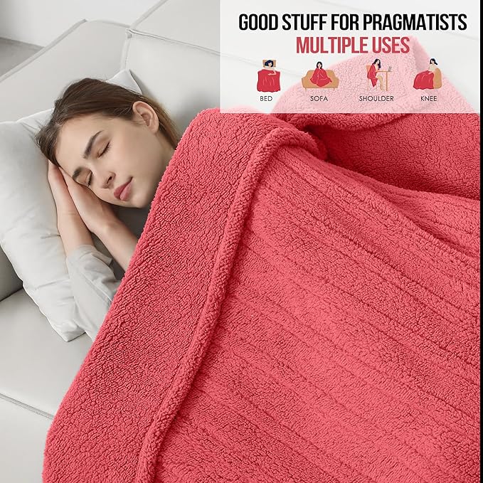 ESTINGO Heated Blanket Throw, Electric Blanket Sherpa with 4 Hours Auto Off & 5 Heating Levels, Washable Electric Heated Blanket with ETL Certified for Bedding, Ideal Gift, 50"x60", Rose Pink