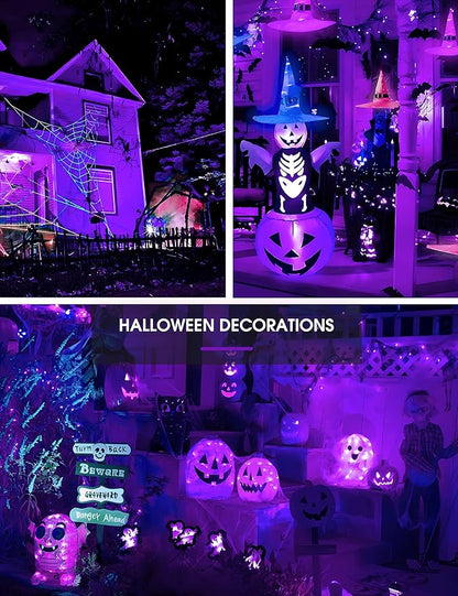 L LOHAS LED Halloween Orange Purple LED Light Bulbs Outdoor [4-Pack], 9W(60W Equivalent) A19 Orange Purple Colored Light Bulb Indoor, E26 Base, Not-Dim