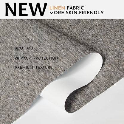 Persilux Blackout Roller Shades for Indoor Window Blinds,Cordless,Linen Fabric,Thermal Insulated Fabric UV Protection Shades for Home,Office,Bedroom,Door,Blackout-Stone Grey,Custom Size