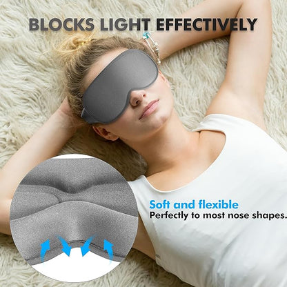 Sleep Eye Mask for Side Sleeper, Lash Extensions 3D Contoured Cup Sleeping Mask for Men Women, Travel Blackout Night Blindfold Eye Shade Cover with Adjustable Strap (Grey-Side Sleeper)