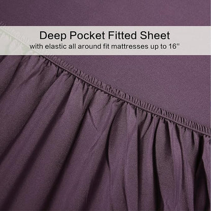 Best Season Twin Size Sheet Set - 3 Piece Set(Twin,Purple),100% Brushed Microfiber 1800 Luxury Bedding,Hypoallergenic,Soft & Fade Resistant