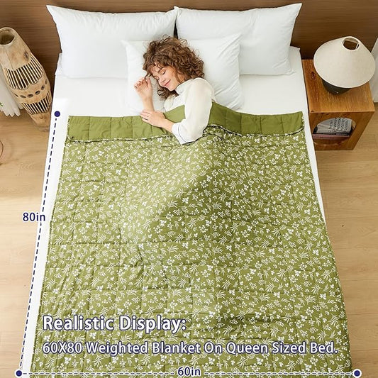 yescool King Size Weighted Blanket for Adults (20 lbs, 80” x 87”, Sage) Cooling Heavy Blanket for Sleeping Perfect for 190-210 lbs, Breathable Blanket for Adults & Couple All Season, Machine Washable