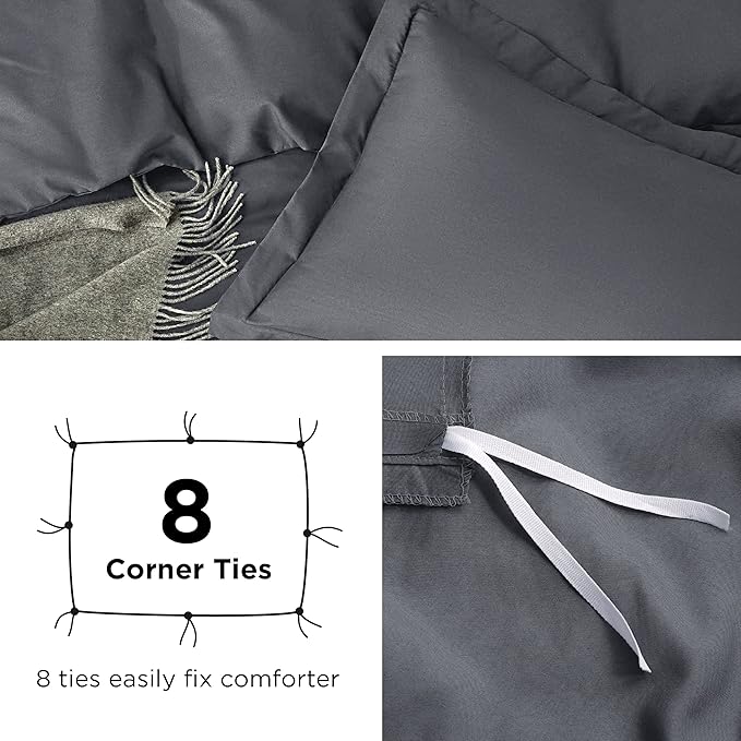 Bedsure Duvet Cover Full Size - Soft Double Brushed Bedding Set for Kids & Adults, Zipper Closure, 3 Pieces, Includes 1 Duvet Cover (80"x90") & 2 Pillow Shams, NO Comforter, Dark Grey