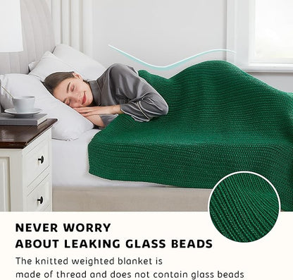 L'AGRATY Knitted Weighted Blanket - 60"x80" 15lbs Cooling Chunky Knit Heavy Blanket for Adults Braided Crochet Throw Thick Cable Yarn Knit Decorative No Beads Evenly Weighted Machine Washable