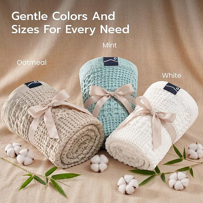 Joiedomi Waffle Baby Blanket - Soft White Baby Blanket, Breathable Turkish Cotton of Rayon Derived from Bamboo for Boys and Girls, Luxuries Throw for Bed, Couch and Sofa
